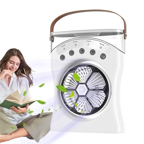 Ventilador De Escritorio Con Nebulizador, Ventilador Con Pulverizador Recargable Y Enfriador, De Enfriamiento Con Rotación 180 Grados Y 3 Velocidades Para Clima Cálido En Dormitorio,