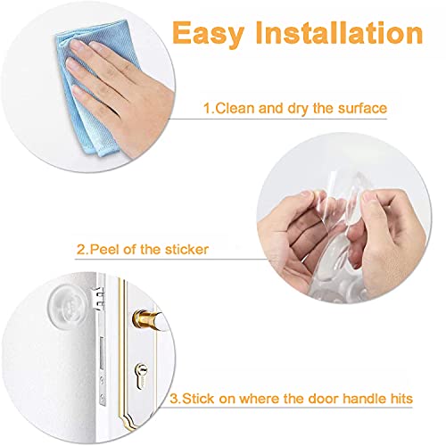 Door Stopper Wall Protector, Adhesive Bumper Protector, Reusable Rubber Door Stops From Door Knobs, Shock Absorbent Wall Shield For Door Handle (Clear-4 Pcs) #TOP6