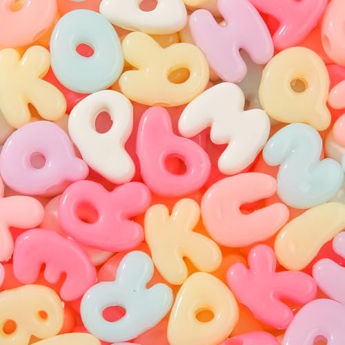 BERMRO 500Gram Large Letter Beads Big Chunky Letter Bead A-Z Acrylic Alphabet Bubble Beads for Paracord Bead Bag Charm Keychains Crafts Education Leaning (Pink&Blue)
