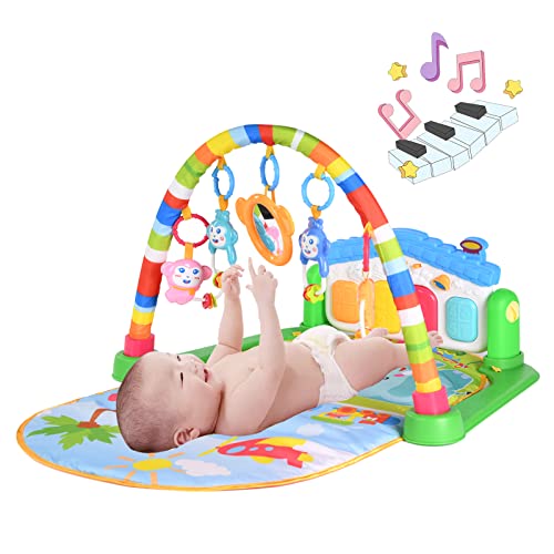 Image of Hoopeum Baby Play Mat Toys for 0-3-6-12 Months,Activity Jungle Gym Playmat Tummy Time Mat with Piano,Newborn Infant Baby Boys Girls Musical Floor Play Kick & Play Mat for Christmas Toys Gift1