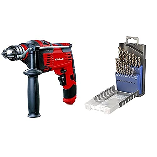Einhell Schlagbohrmaschine TC-ID 1000 E (1010 W, Bohrleistung Ø Holz 32 mm, Beton 16 mm, Metall 13 mm, Metall-Tiefenanschlag, robustes Zahnkranzbohrfutter, inkl. 19-tlg. Metallbohrer-Satz)