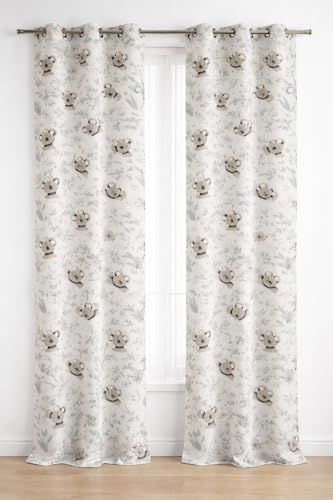 Image of THE LINEN COMPANY Cotton Sheer Printed Curtain for Window Bedroom and Living Roonm Home decor Set of 2 (05 Feet,Mni Koala)