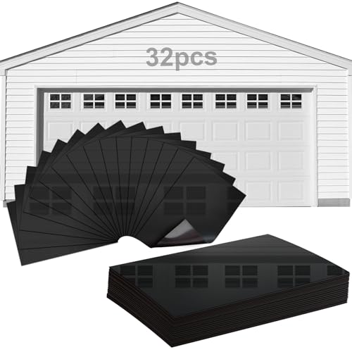 Glossy Magnetic Garage Door Windows Garage Door Magnetic Decorative Hardware Garage Magnets Decoration 4X6 inches-32pcs for 2 Garage Doors