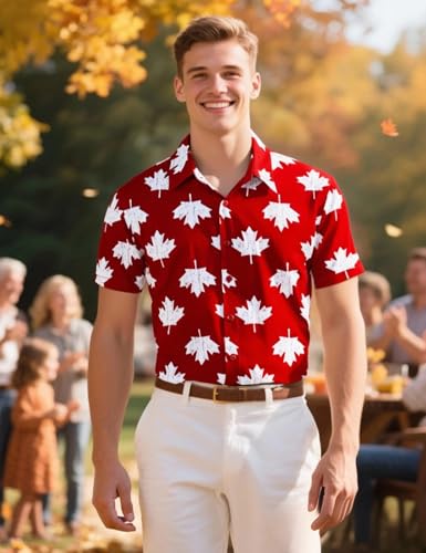 Men's Party Print Button Down Collared Short Sleeve Casual Shirt3