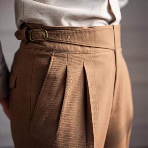 Men's Vintage Straight Leg Casual Dress Pants Business Solid Outdoor Trousers Loose Fit High Waist Comfort Pants2
