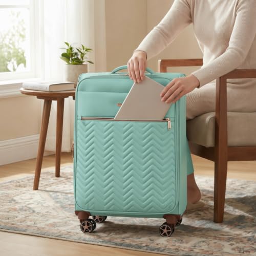 Image of Travelhouse 4-Piece Softside Luggage Set with Spinner Wheels | Lightweight expandable suitcases: 16 inch underseat duffel bag + 20 inch carry-on + 24 inch + 28 inch checked