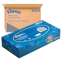 Kleenex Kosmetiktücher in Taschentücher Box 8824, 3-lagige Kosmetiktücher, mit FSC-zertifiziertem Papier, weiß, parfümfrei - 12 x 72 (864 Papiertaschentücher)