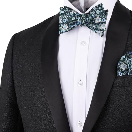 Image of Alizeal Mens 2pcs Floral Self-tied Bow Tie Pocket Square Set