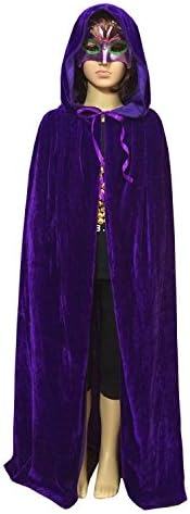 Ecity Unisex Kids Velvet Hooded Cloak Cape Halloween Party Decoration Role Cosplay Costumes Outwear, Purple, Medium(Length:80cm /31.50 inches)