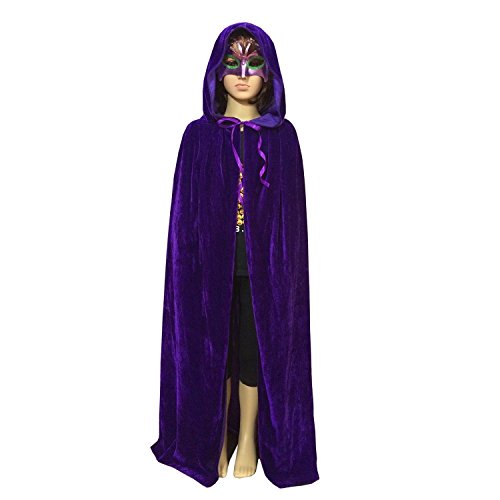 Ecity Unisex Kids Velvet Hooded Cloak Cape Halloween Party Decoration Role Cosplay Costumes Outwear, Purple, Medium(Length:80Cm /31.50 Inches) #TOP29