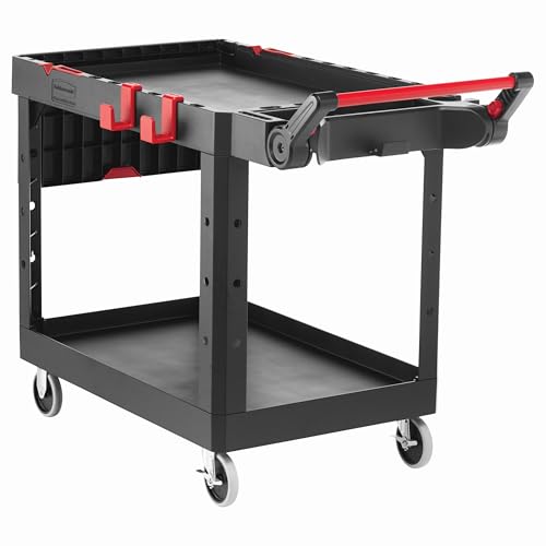 Rubbermaid Commercial Products Heavy Duty Adaptable Utility/Service Cart, Medium, 500 lb. Capacity, Black, for Warehouse/Garage/Cleaning/Maintenance