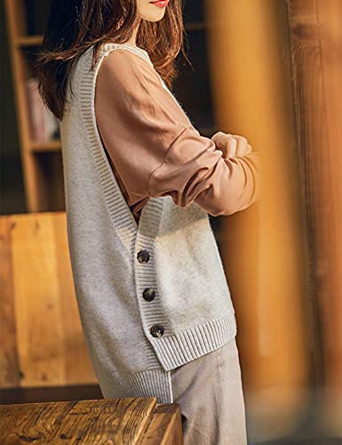 HangNiFang Women's Round Neck Sleeveless Pullover Ribbed Knit Sweater Vest Top2