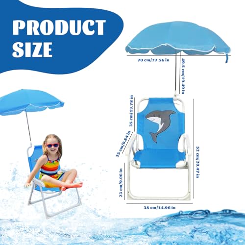 Chaise de plage pour enfants en polyester imperméable avec parasol de jardin - 4