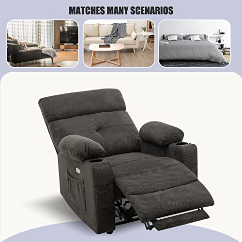 Consofa Power Recliner Chair- Electric Recliner Chair- Fabric Recliner Chair With Cup Holder, Usb Charging, Extended Footrest, Reclining Chairs For Living Room #TOP7
