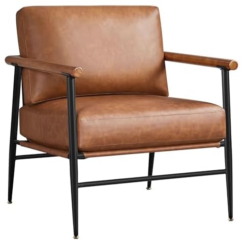 Yaheetech PU Leather Accent Chair with Pillow Cover
