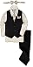 JL40 Pinstripe Boys Formal Dresswear Vest Set (4T, Black/Ivory)