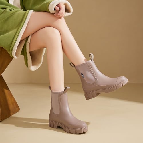 Image of WOWSTICK Women's Ankle Rain Boots Waterproof Lightweight Slip Resistant Fashion Garden Booties