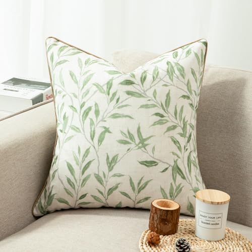 VOGOL Leaf Pattern Throw Pillow Cover, 20 x 20, 1 Cover, Green