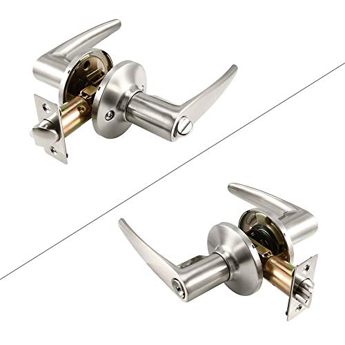 Front Door Entry Lever Lock Set and Single Cylinder Deadbolt Keyed Alike Combination Set, Satin Nickel
