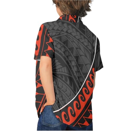 GLUDEAR Boys Girls Hawaiian Shirts Polynesian Printed Funky Short Sleeve Button Down Aloha Luau Shirt4
