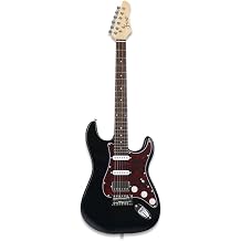 Fojill Full Size Electric Guitar Solid Mahogany Body European Maple Neck Real Rosewood Fretboard Bone Nut With Padded Gig BagFST-65, Black