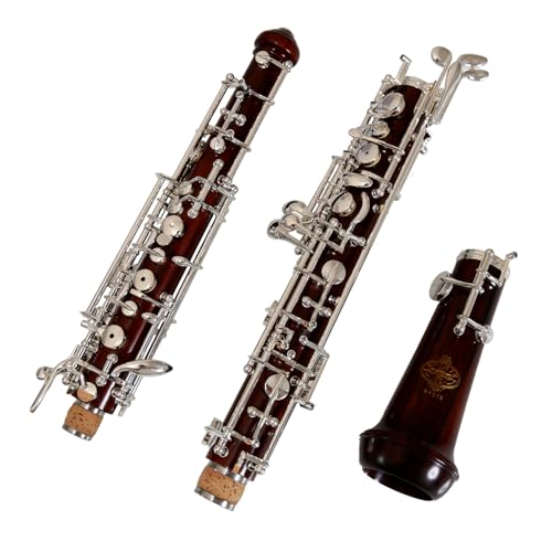 Rochix Oboe Professional Performance Level RFS13 Redwood Body Silver Plated Full Automatic C Tone with 2 Reeds 1 Cleaning Cloth 1 Oboe Swab 1 Thumb Rest 1 Case and More