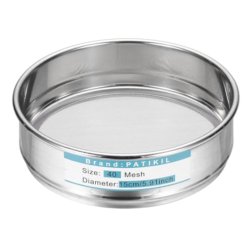 PATIKIL Lab Sieve 40 Mesh 0.45mm 5.9"/15cm Diameter Sifting Screen