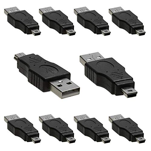 Cmple - [10 Pack] USB 2.0 A Male to Mini B 5-Pin Male Adapter