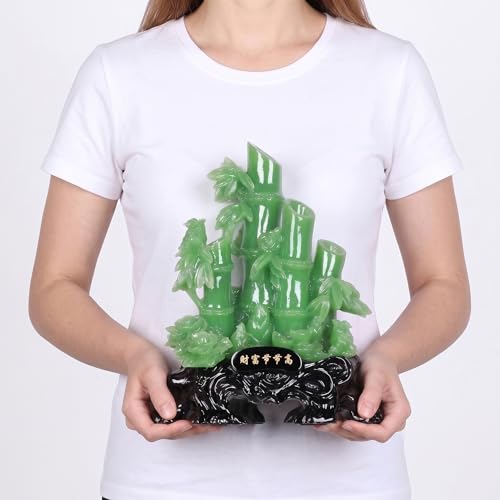 Estatua decorativa Feng Shui de bambú de resina jade-verde miniatura 3