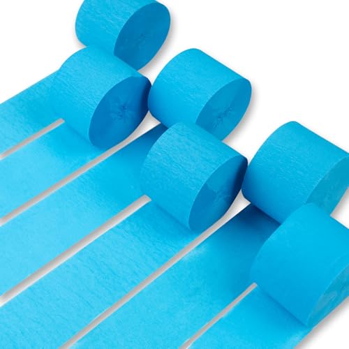 Image of PartyWoo Blue Crepe Paper Streamers 6 Rolls 492 ft Pack of Light Baby Pastel Blue Crepe Paper for Graduation Baby Shower Gender Reveal Birthday Party Decorations (1.8 Inch x 82 Ft /Roll), Blue-23