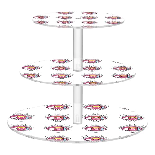 PYBUG Colorful Eyes 3 Tier Acrylic Cupcake Stands Tower,Dessert Table Display Set for Tea Party,Wedding,Birthday, Baby Shower