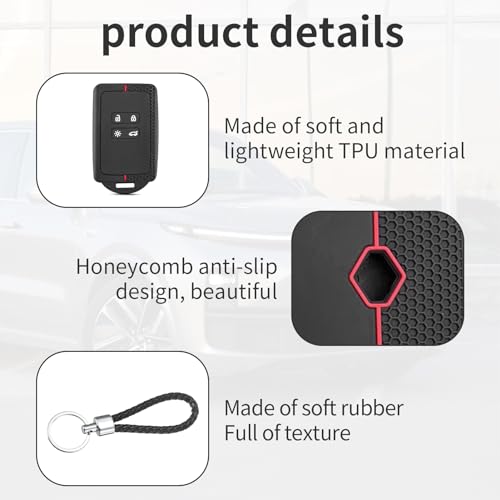 ZQLR-Y Car Key Card Case Set, Kadjar Key Cover with Keychain, Key Cover 4 Buttons Keyless for Twingo, Kadjar, Megane (IV/4) - Image 4