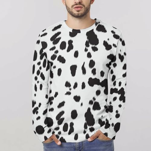 Dalmatian Skin Pattern Mens Long Sleeve Shirts Pattern Print Tee Shirts Fashion Sweatshirts Pullover Tops4