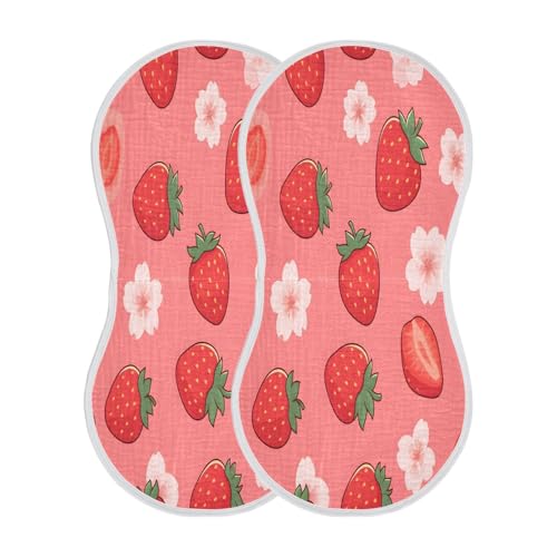 Strawberries Burp Cloths Cotton Baby Washcloths,Large 22x11in Burping Cloth Absorbent and Soft for Newborn Baby Boys and Girls,1 Pack2