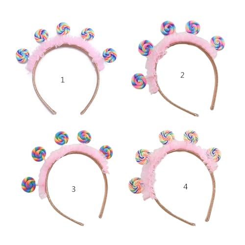 Toddler Pleated Lace Lollipop Shape Headband Amusement Children Day Party Festival Hair Hoop For Couple Headpiece3