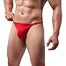 DKEGIFF Men's Thong Underwear Male G String T-Back Bikini Exotic Swimsuit Micro Lingerie Adjustable Circumference One Size Red