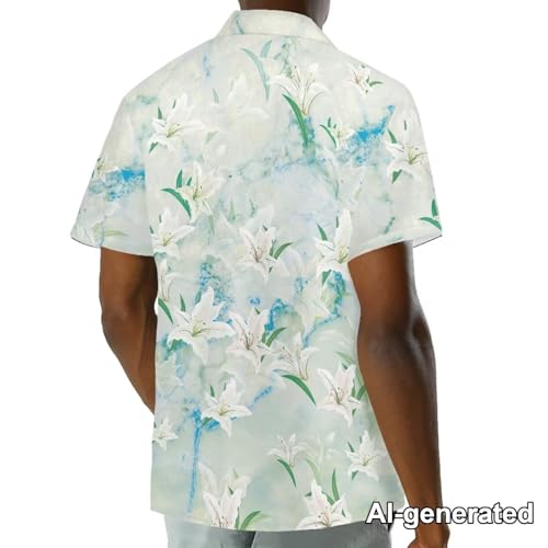 Image of Hawaii Matching Couple Outfits Husband and Wife Clothing Fashionable Mens Casual Shirts Hawaii Dress with Soft Fabric