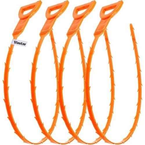 Vastar 4 Pack 19.6 Inch Drain Snake Hair Drain Clog Remover Cleaning Tool (4 Pack 19.6 Inch)