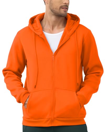 JIHUILAI Men's Fleece Hoodies with Zipper Lightweight Long Sleeve