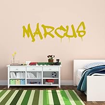 VWAQ Custom Graffiti Name Wall Decal - Personalized Kids Vinyl Art Decor Sticker Hip Hop Graphic - CSGN5 20" Height, Gold