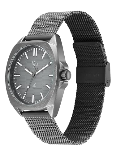 Image of Fastrack Vyb Aviator with Quartz Analog Grey Dial Grey Stainless Steel Strap Watch for Men - FV30046QM01W