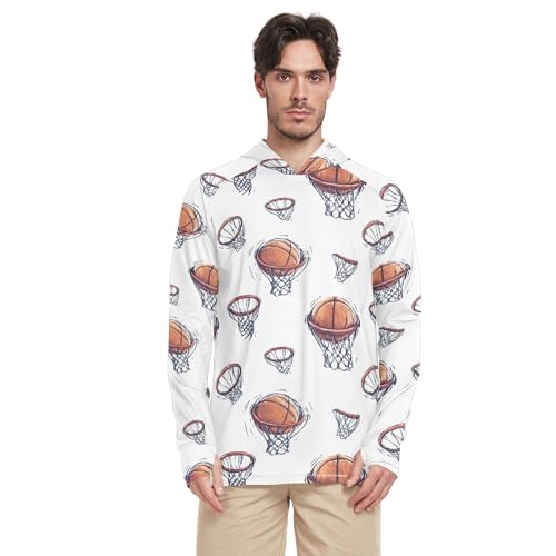 Basketball White Mens Sun Shirts Protection Long Sleeve Sailing Rash Guard UPF 50+ Golf Shirt S