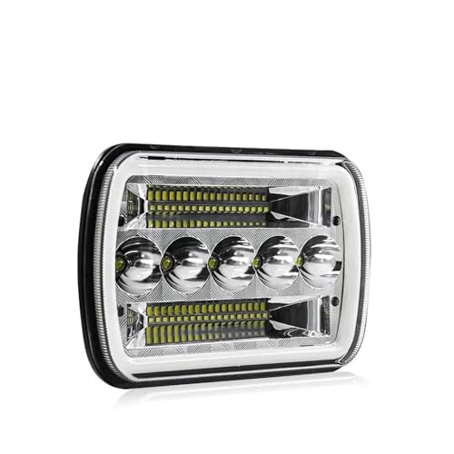 RFSHOP Faro Coche PARA F-550 F-450 F-350 F-250 E-350 Econoline E-150 Club Wagon Faro Coche 5x7/6x7 LED DRL Camión Más Brillante Hi-Lo Beam Halo Light 30000LM 400W Faros Delanteros(1PCS Type H)
