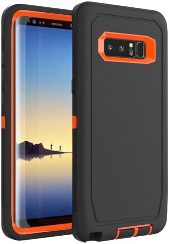 Case for Galaxy Note 8, Heavy-Duty Tough Rugged Shockproof Drop Protective Cover Cases for Samsung Galaxy Note 8, Black+Orange