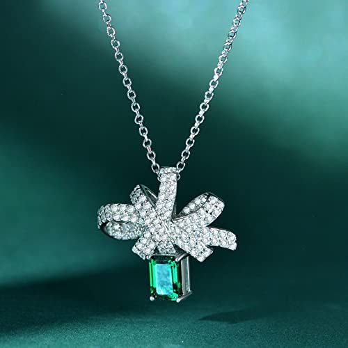 Collier nœud papillon émeraude en argent pour illuminer vos soirées - 2