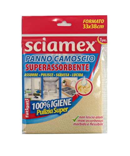 Sciamex Amami Beauty - Gamuza superabsorbente, 6 paños de 33 x 38 cm, absorbe, limpia, desengrasa y abrillantadora