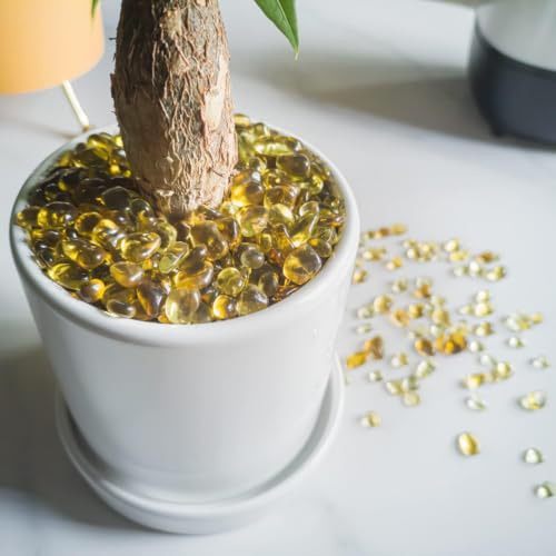 Image of Keedolla 2 lbs /900g Decorative Fish Tank Pebbles Marbles, Sea Glass Stones Beards Pebbles Gravel Rock for Fish Tank, Garden and Vase Fillers - Light Yellow