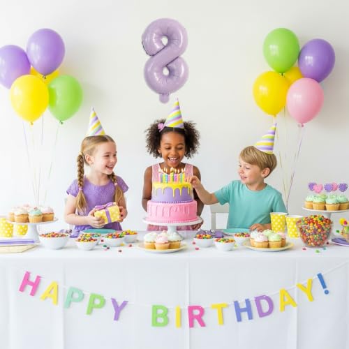 Image of TONIFUL 2 Set Baby Purple Number Balloons 16 Inch 0-9 Mylar Foil Balloons 20 Pcs Pastel Purple Small Custom Digital Ballons for Gender Neutral Birthday Baby Shower Easter Party Decorations