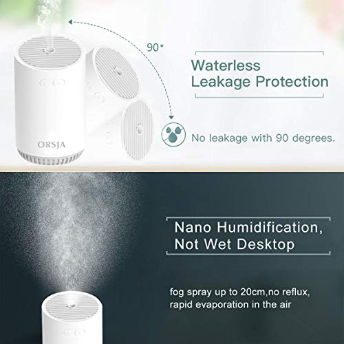 3-in-1 Wireless Humidifier with Essential Oils Diffuser and Colorful LED Night Lights, USB Rechargeable Portable Cool Mist Humidifiers for Bedroom, Baby Room, Car, Office, Home (White 320ML)