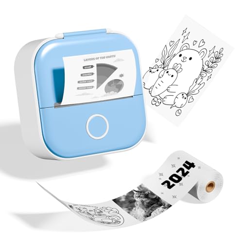 Odaro T02 Mini Printer, Inkless Sticker Printer Protable, Inkless Photo Printer with 1 Roll of Paper, Bluetooth Thermal Pocket Printer for Notes,...